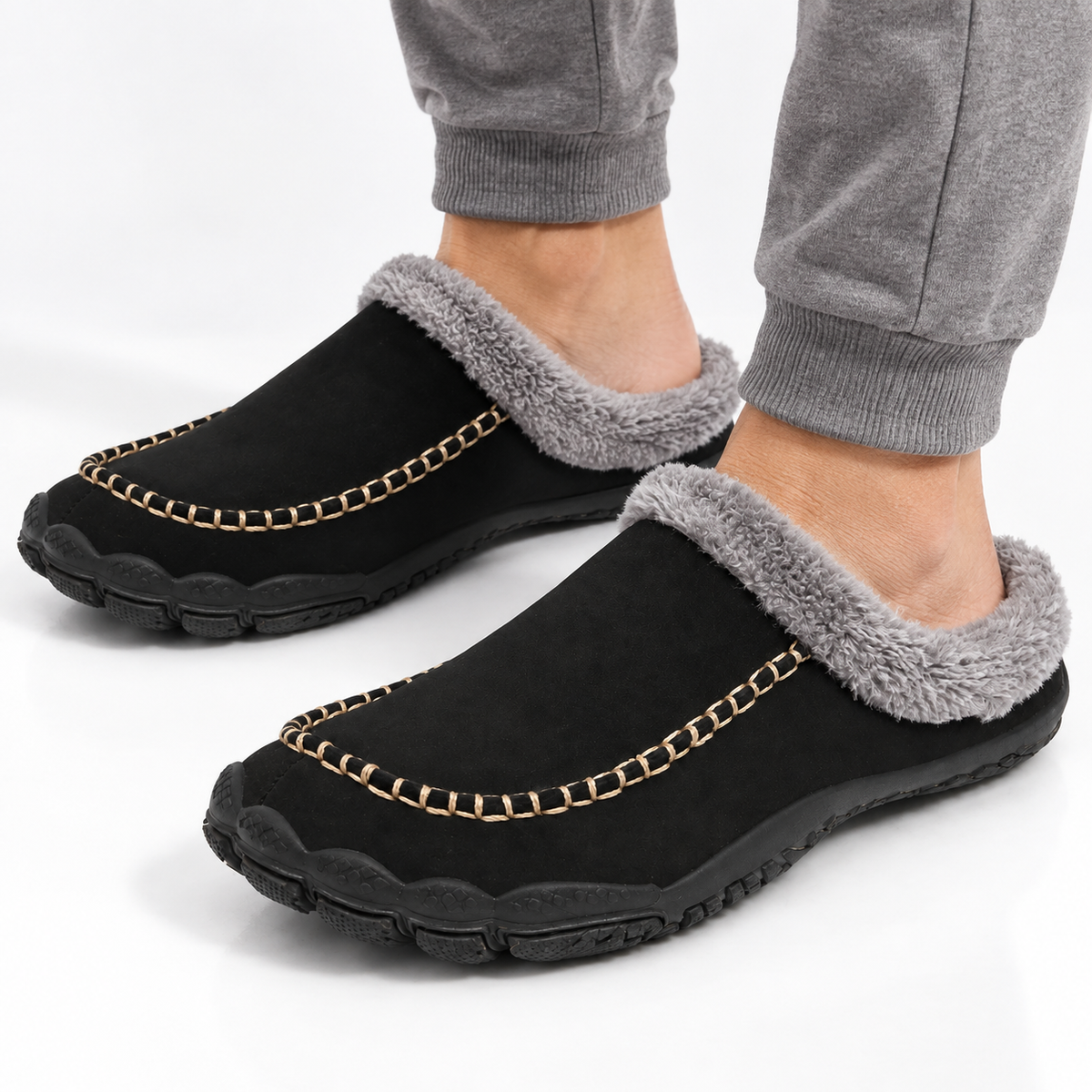 Barefoot Pantoffels Heren Warm Fleece Voering Antislip Lichtgewicht Winter