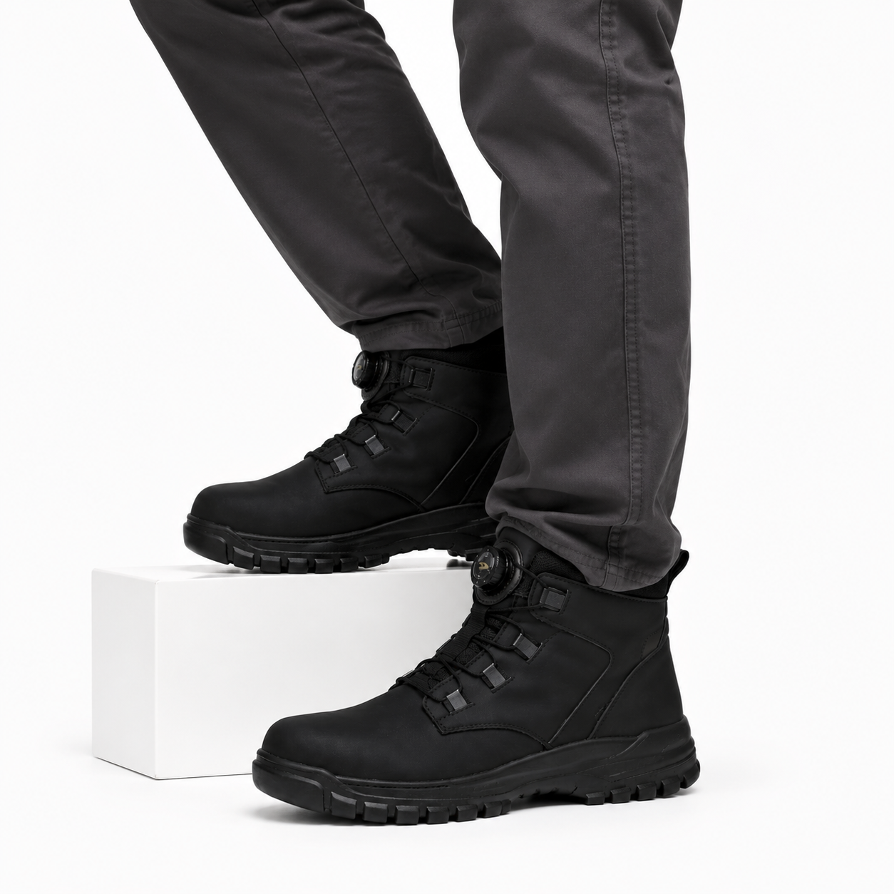 Heren Hoge Werkschoenen Stalen Neus Draaiknop Waterbestendig Antislip Zool