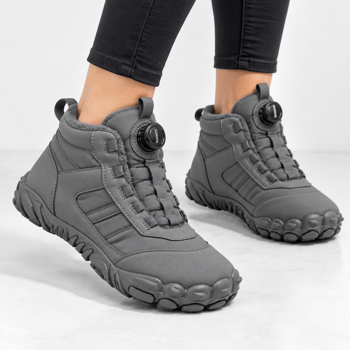 Dames Heren Barefoot Snowboots Fleece Voering Draaiknop Waterafstotend Antislip