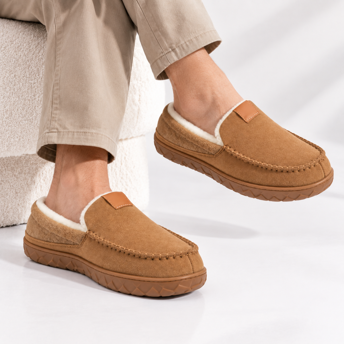 Heren Loafer Pantoffels Warme Huisschoen Voering Antislip Zool Winter
