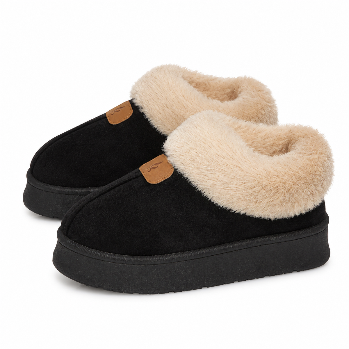 Dames Furry Huisslippers Pluche Voering Gesloten Hiel Dikke Antislip Zool Winter