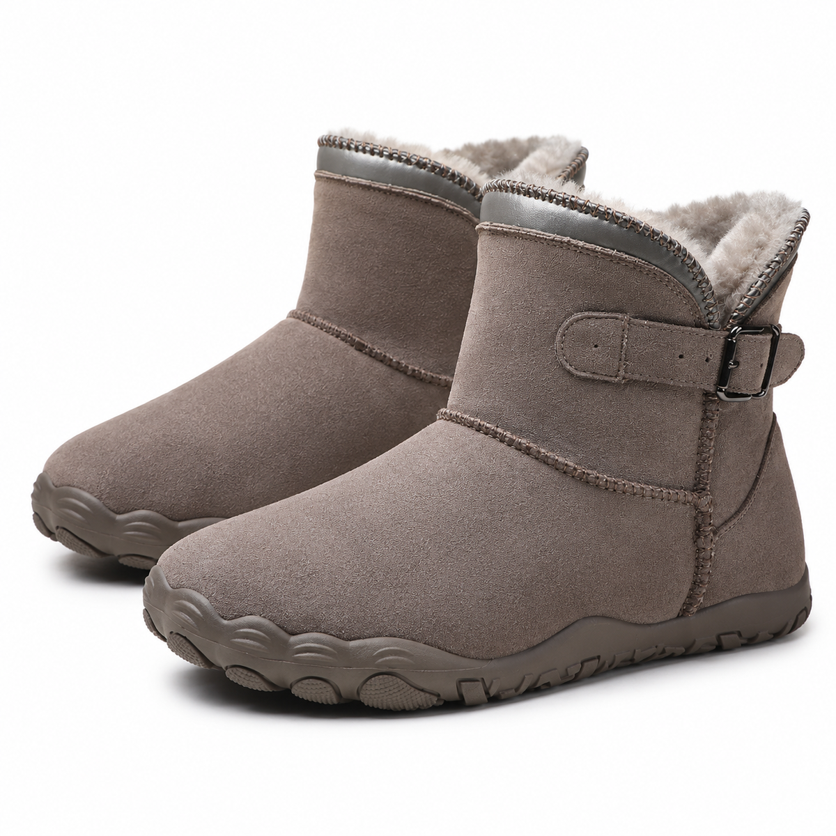 Dames Barefoot Winter Enkelboots Suède Pluche Voering Gesp Antislip Profielzool