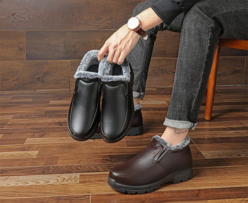 Heren Instap Winterboots Warme Voering Waterafstotend Antislip Zonder Veters