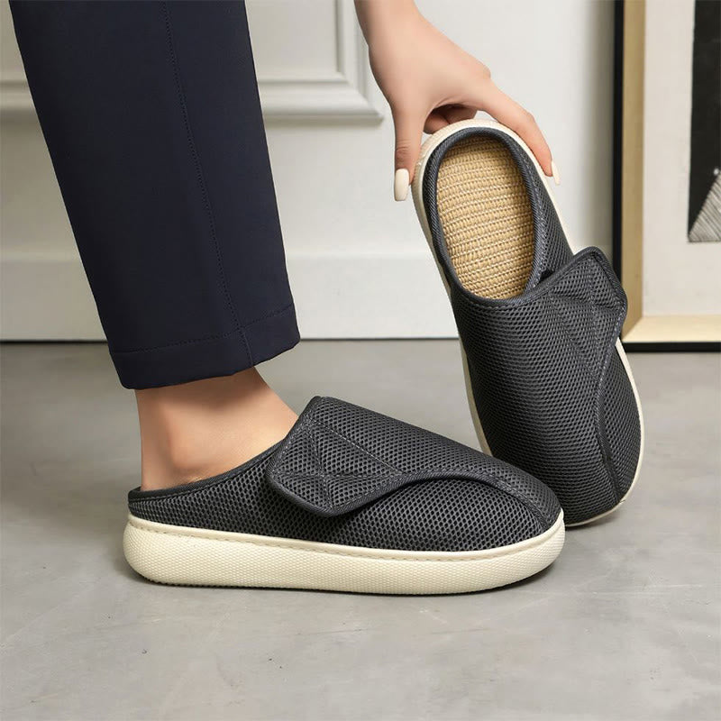Dames Heren Brede Mesh Pantoffels Klittenband Ademend Lichtgewicht Binnen Buiten