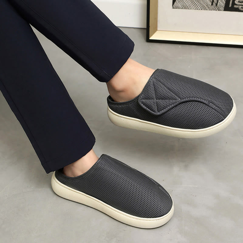 Dames Heren Brede Mesh Pantoffels Klittenband Ademend Lichtgewicht Binnen Buiten