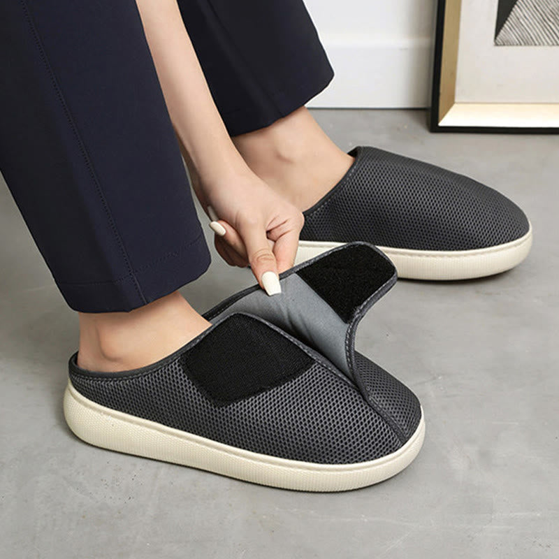 Dames Heren Brede Mesh Pantoffels Klittenband Ademend Lichtgewicht Binnen Buiten