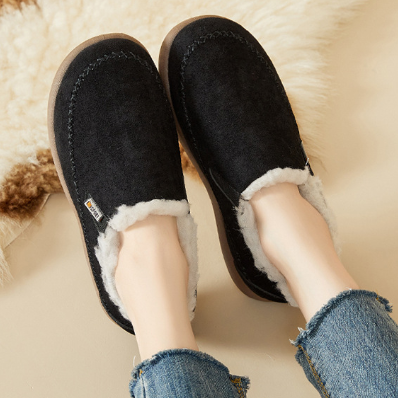 Dames Lage Slip-On Winterboots met Warme Fleece Voering en Dempende Zool