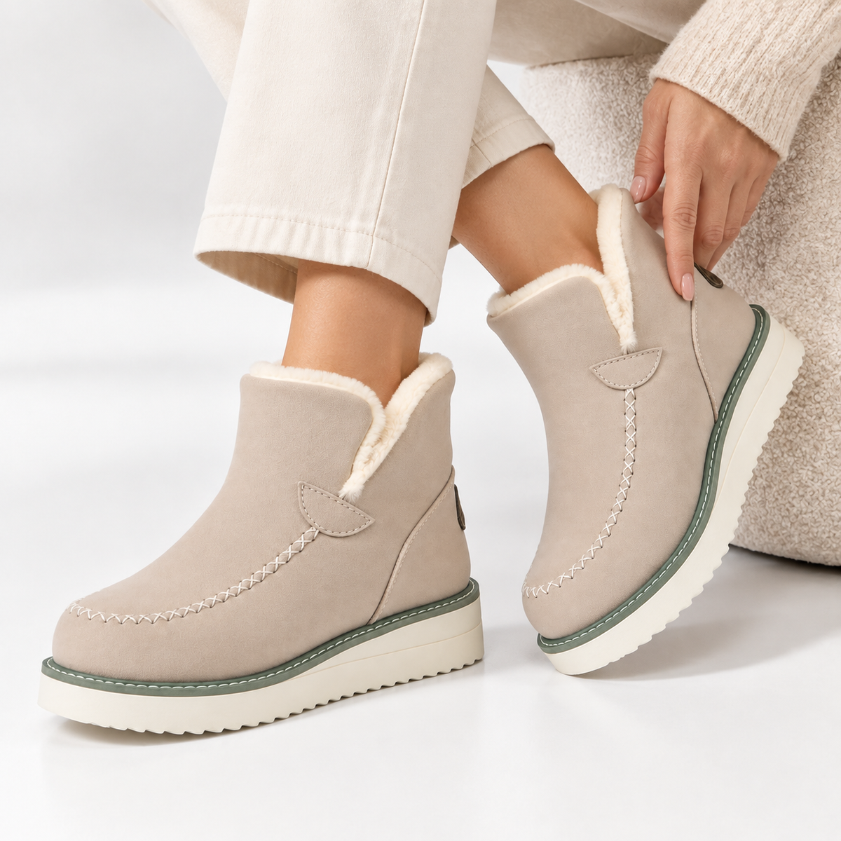 Dames Hoge Instappers Gevoerd Warm Flexibele Zool Lichtgewicht Herfst Winter