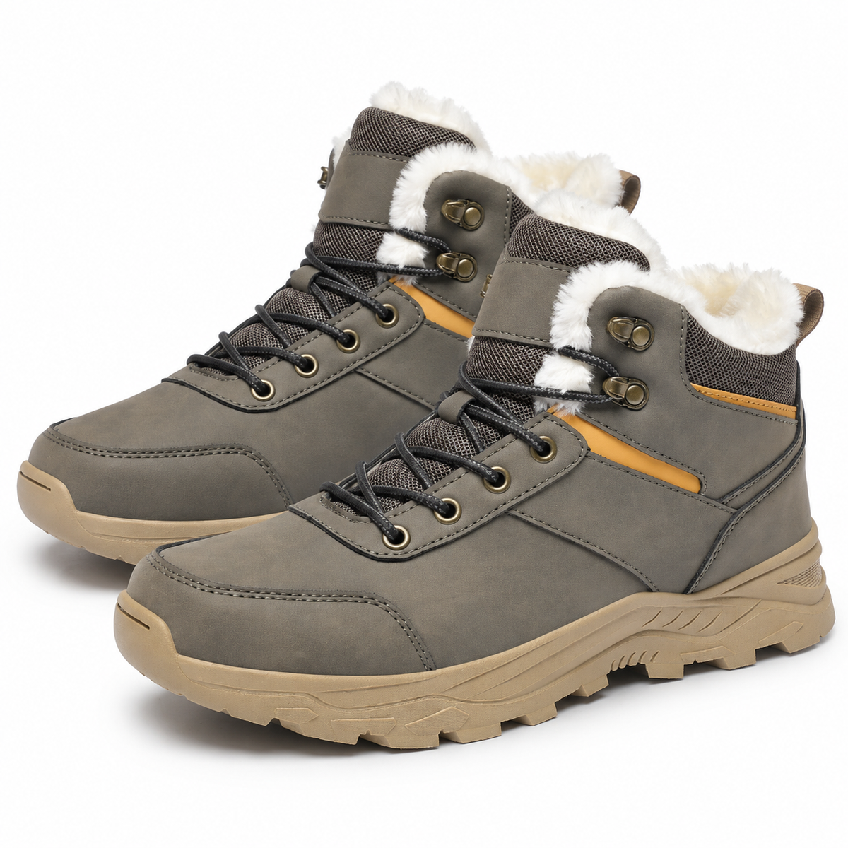 Heren Winter Wandelschoenen Fleece Voering Halfhoog Antislip Lichtgewicht Buiten