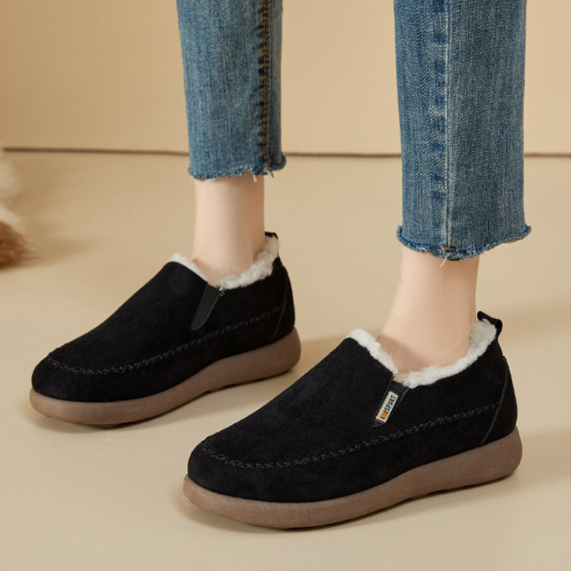 Dames Lage Slip-On Winterboots met Warme Fleece Voering en Dempende Zool