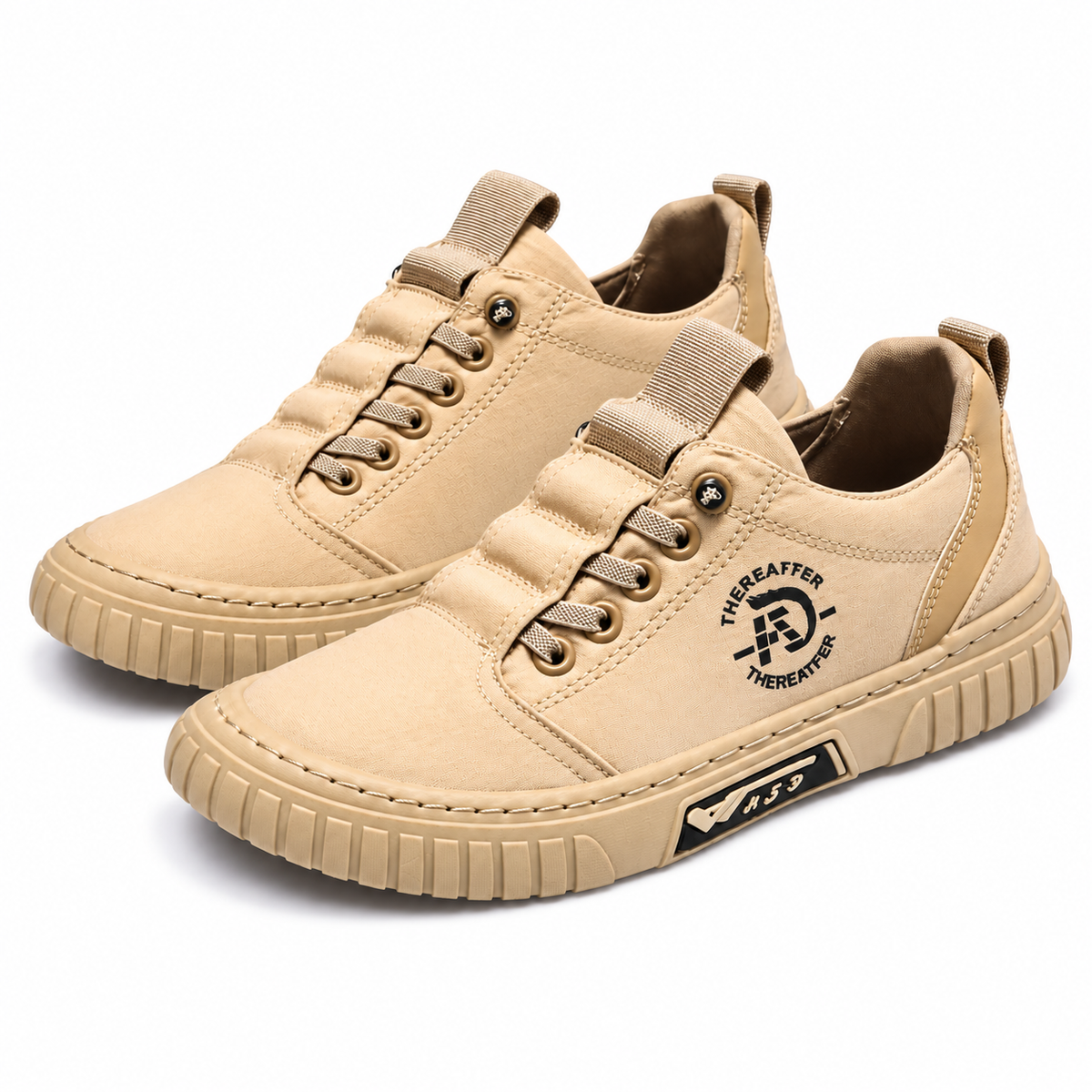 Heren Canvas Sneakers Elastische Veters Lage Snit Geribbelde Zool Casual