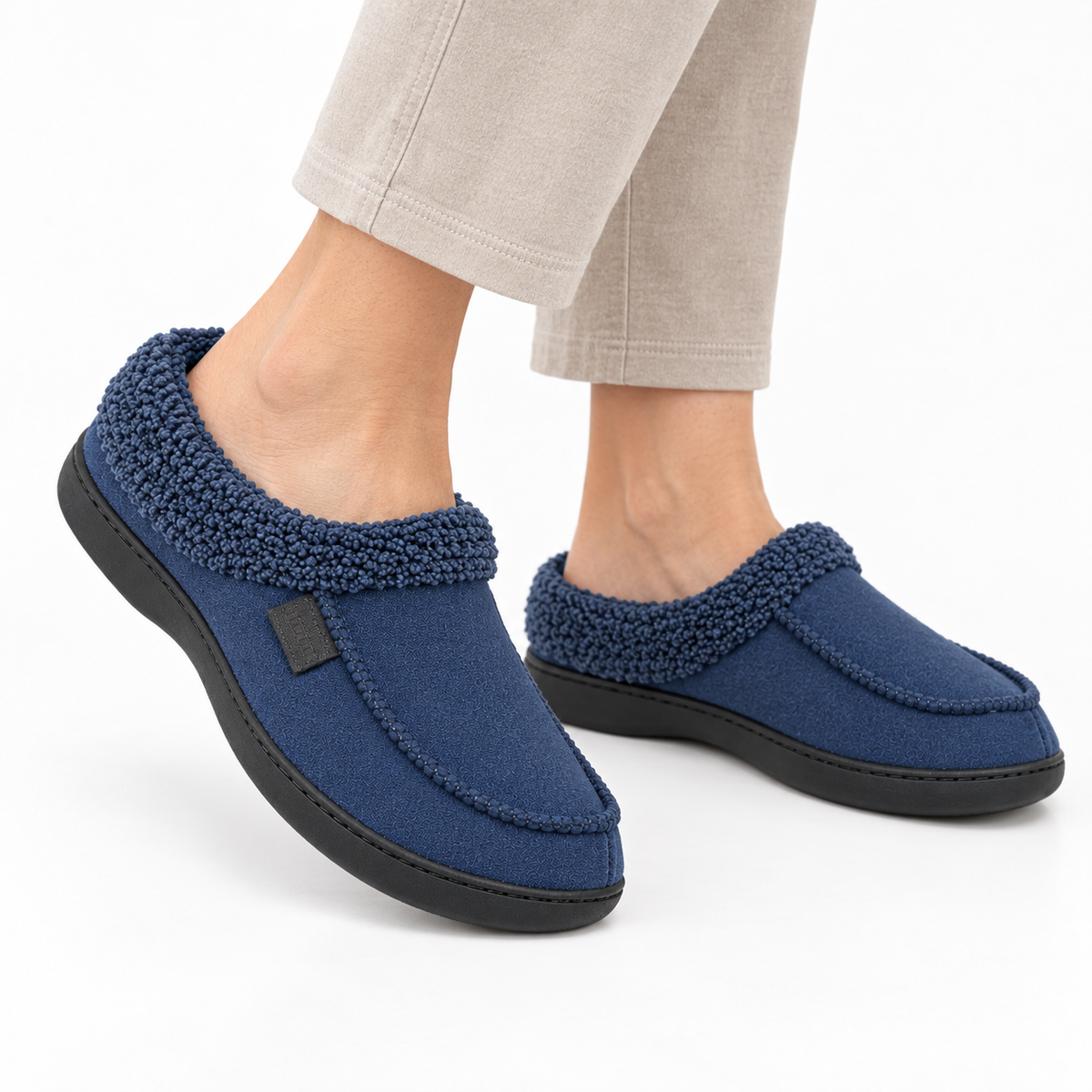 Heren Warme Huisslippers met Fleece Voering en Dikke Antislip Zool voor Winter