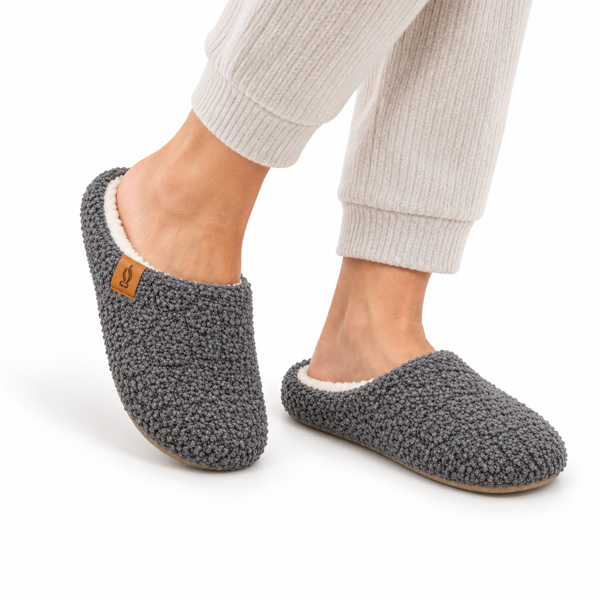 Dames Heren Warme Teddy Sloffen Instap Gevoerd Antislip Zool Winter