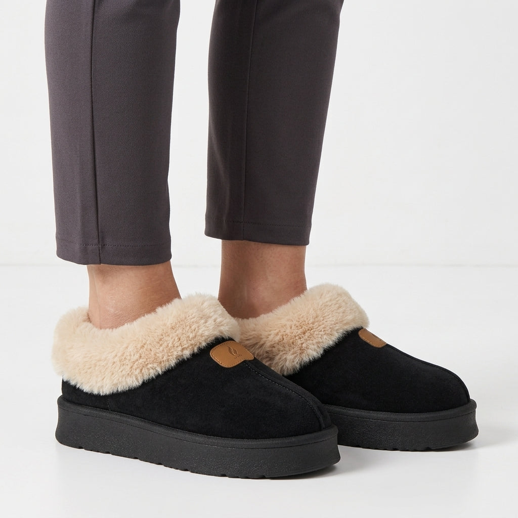 Dames Furry Huisslippers Pluche Voering Gesloten Hiel Dikke Antislip Zool Winter