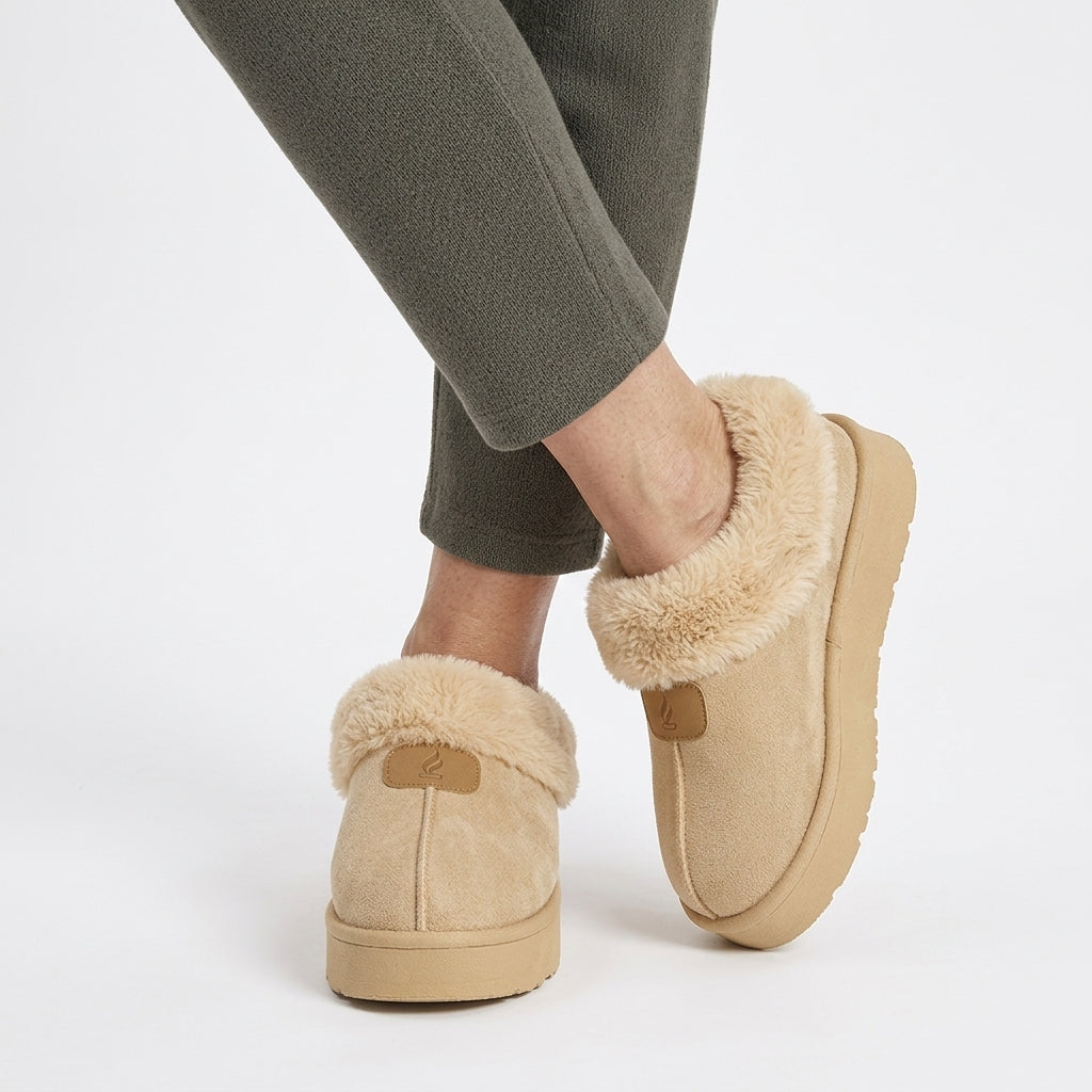Dames Furry Huisslippers Pluche Voering Gesloten Hiel Dikke Antislip Zool Winter