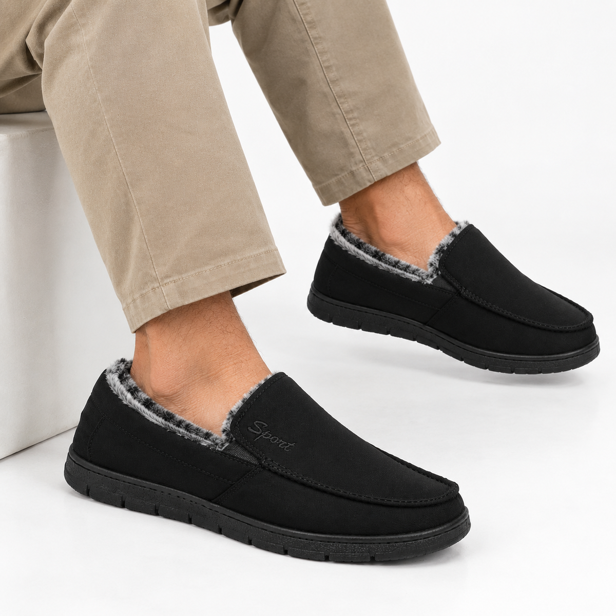 Heren Slip-on Loafers Warme Voering Antislip Zool Herfst Winter