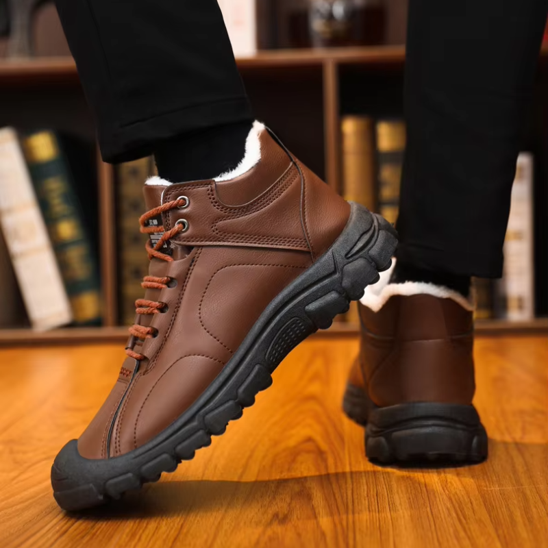 Heren Gevoerde Enkelboots met Zachte Pluche Voering en Antislip Zool voor Winter