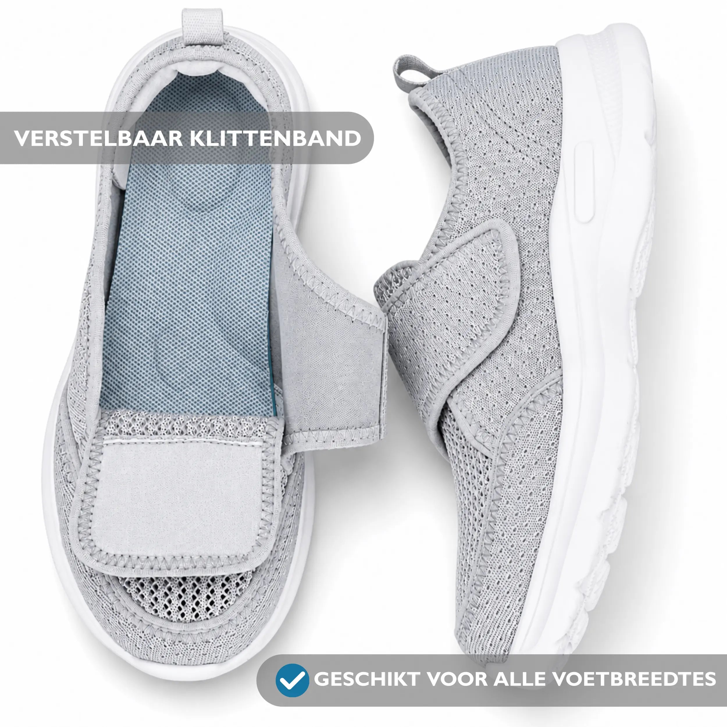 Dames en Heren Schoenen Extra Brede Voeten met Klittenband