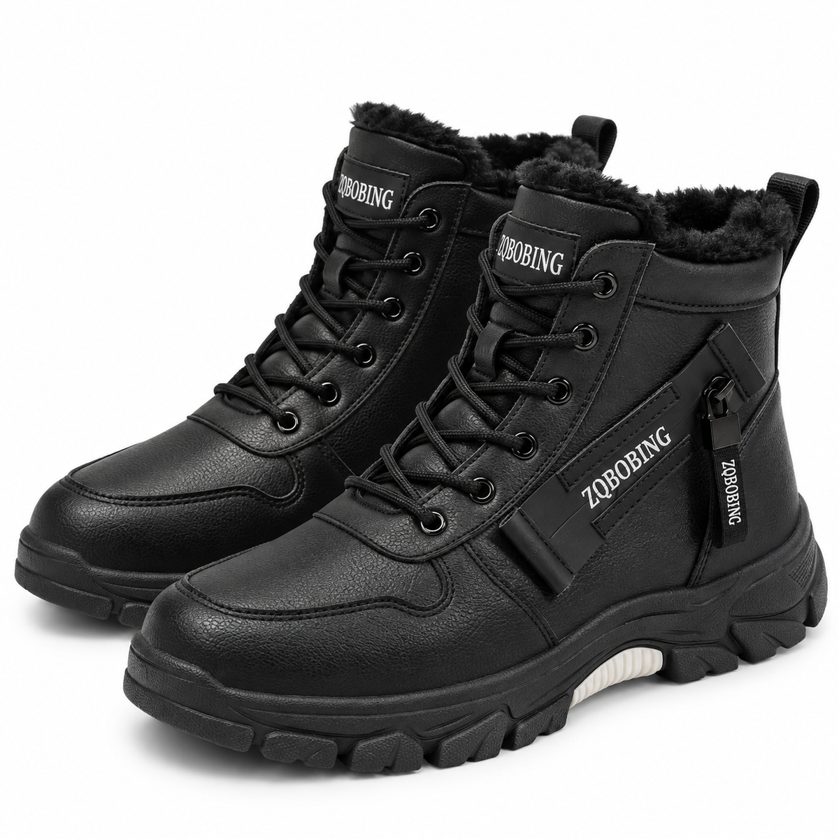 Dames Winterboots Pluche Voering Lederlook Veters Zijrits Platformzool Winter