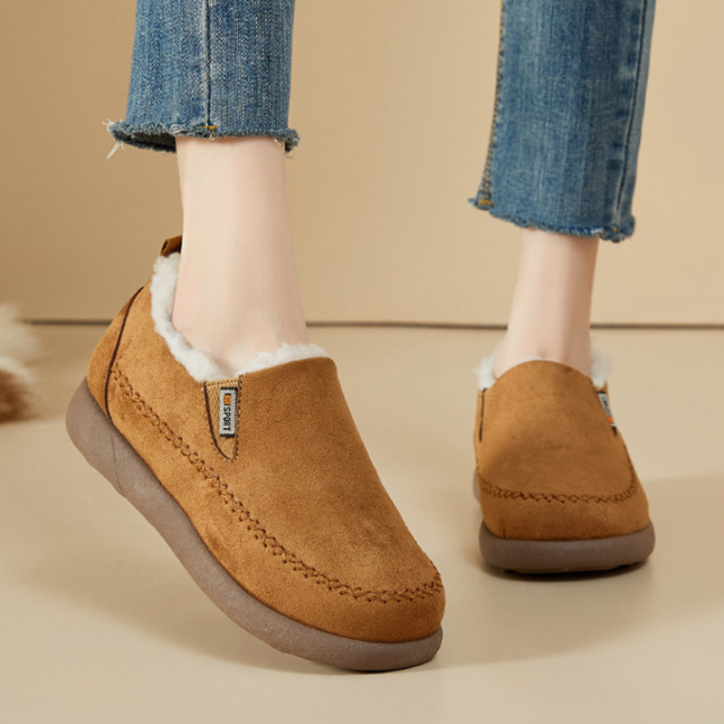 Dames Lage Slip-On Winterboots met Warme Fleece Voering en Dempende Zool