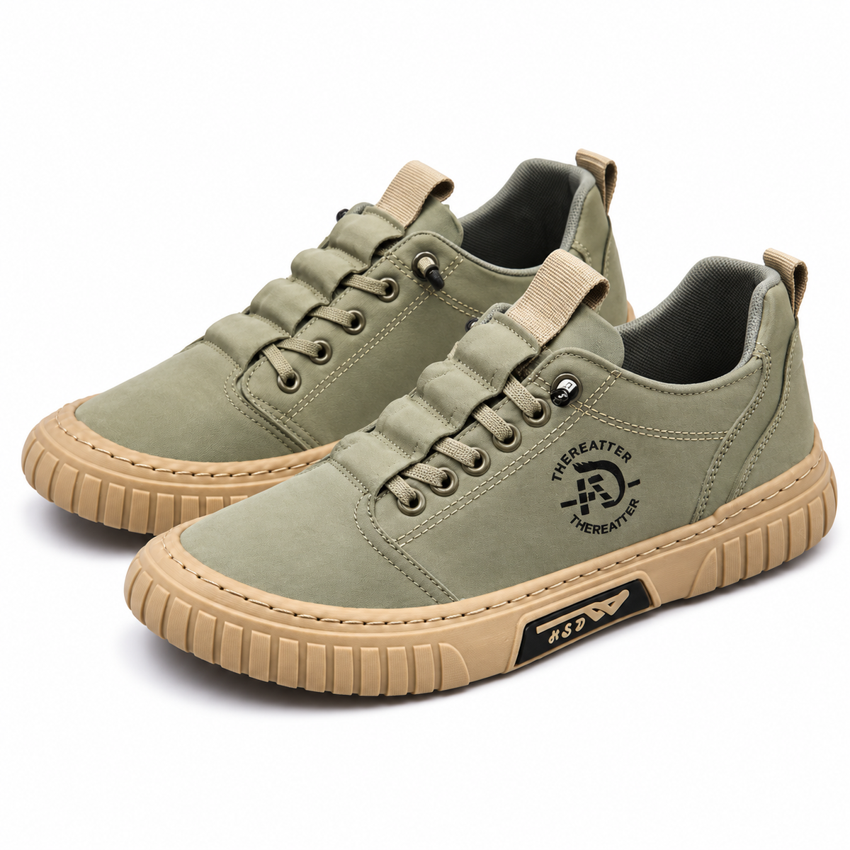 Heren Canvas Sneakers Elastische Veters Lage Snit Geribbelde Zool Casual