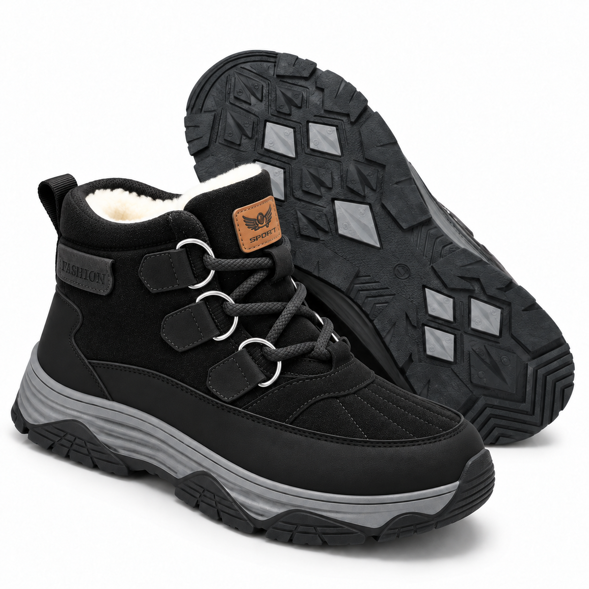 Heren Hoge Snowboots Warm Gevoerd Veters Antislip Dikke Zool Winter