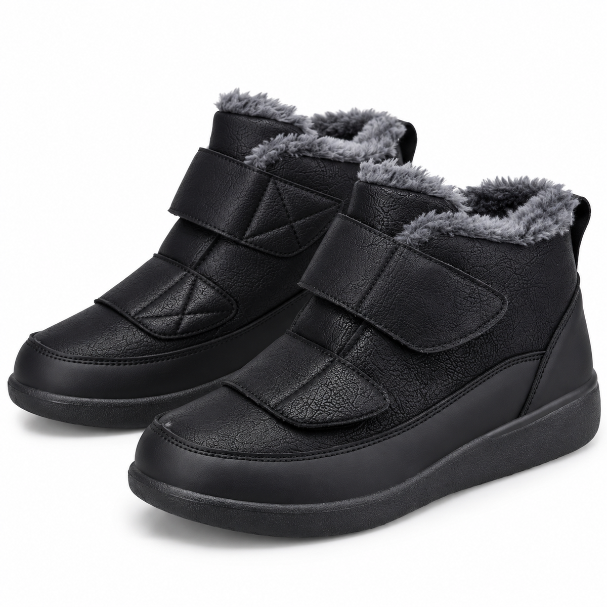 Dames Winter Enkelboots Extra Breed Pluche Voering Dubbele Klittenband