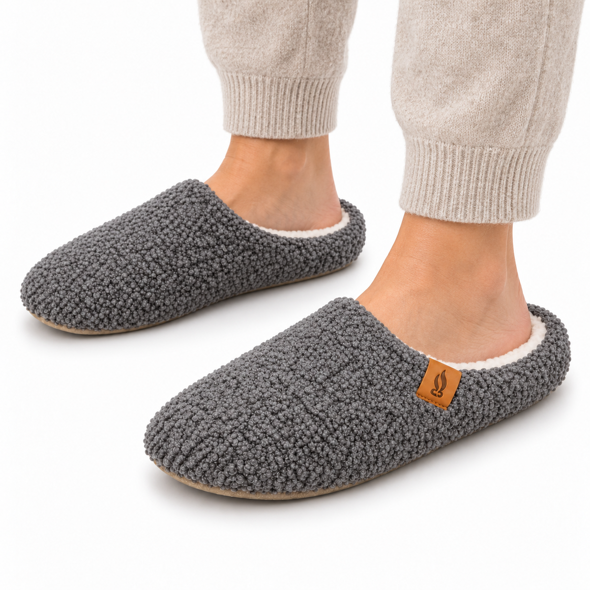 Dames Heren Warme Teddy Sloffen Instap Gevoerd Antislip Zool Winter