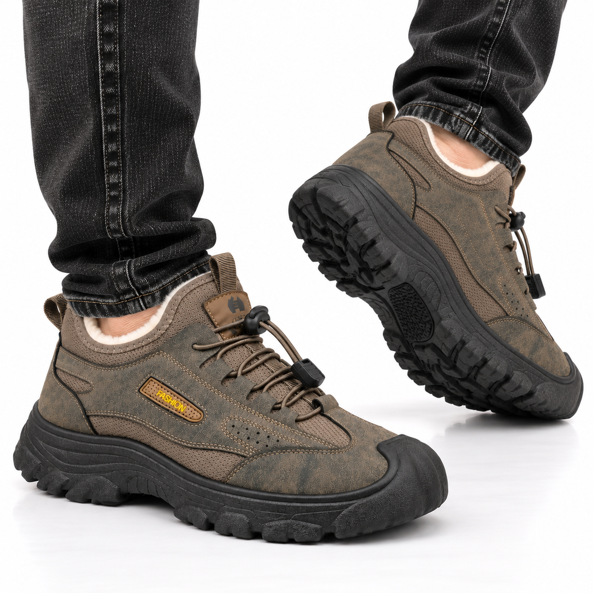 Heren Warme Gevoerde Sneakers Antislip Lichtgewicht Elastische Veters Winter