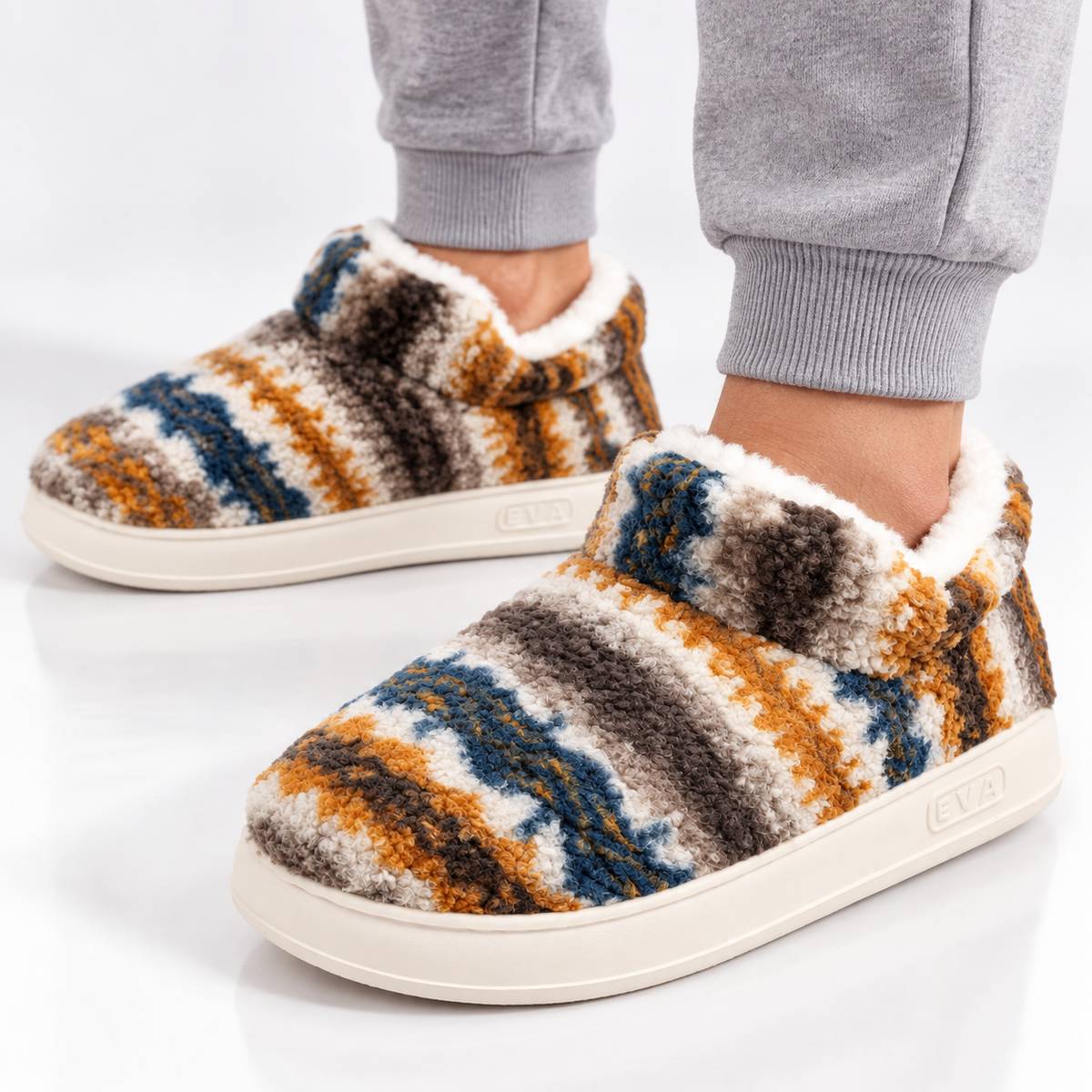 Dames Heren Katoenen Huisslippers met Pluche Voering en Dikke Antislip Zool Winter
