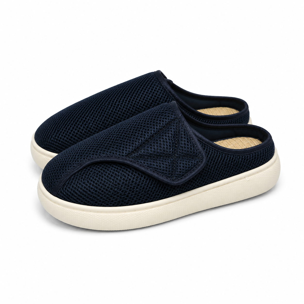 Dames Heren Brede Mesh Pantoffels Klittenband Ademend Lichtgewicht Binnen Buiten