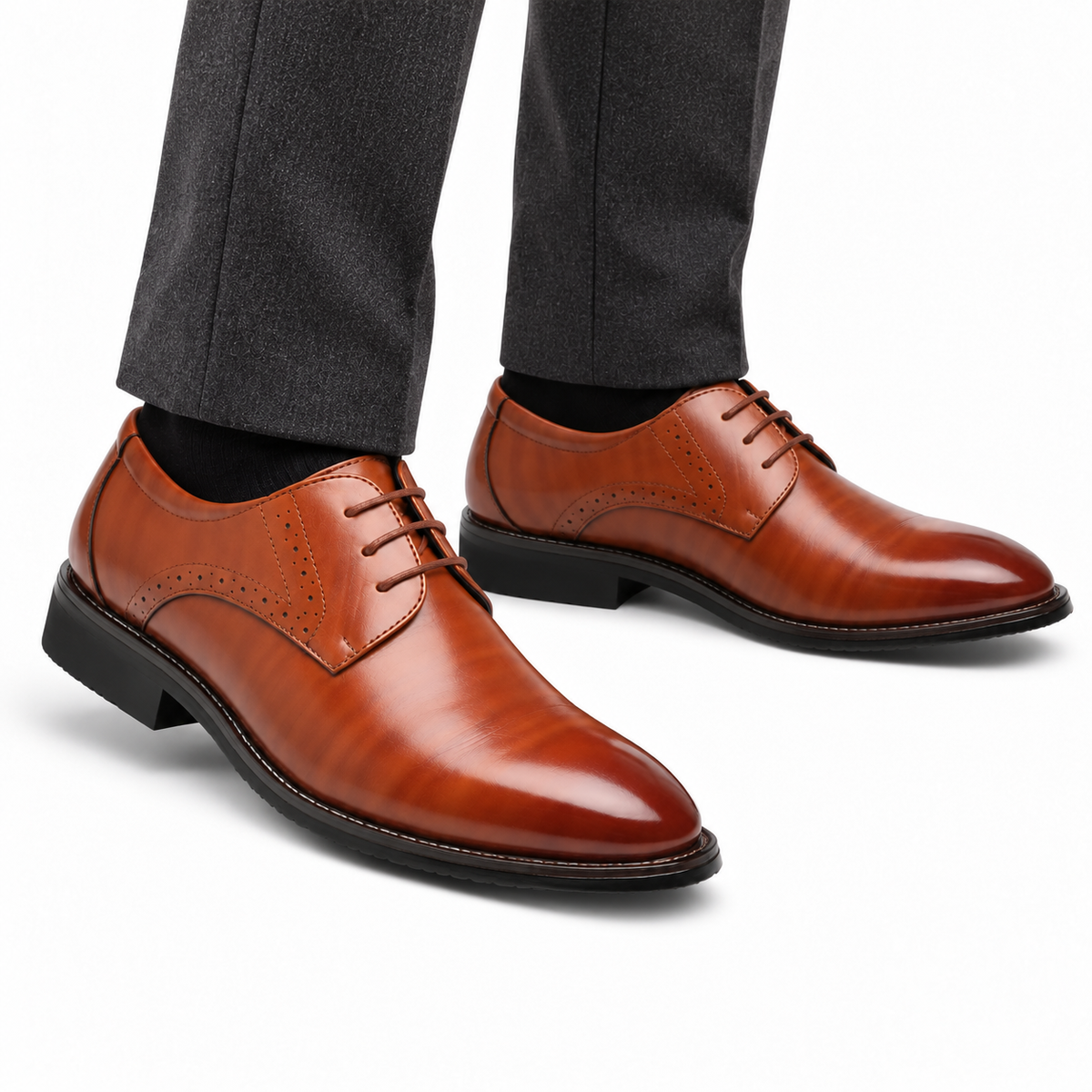 Heren Nette Veterschoenen Derby Brogue Glad Bovenwerk Formeel Zakelijk