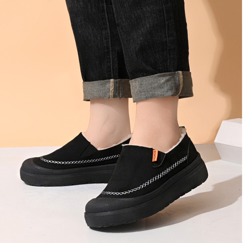 Heren Warm Gevoerde Instappers Dikke Zool Elastisch Antislip Winter