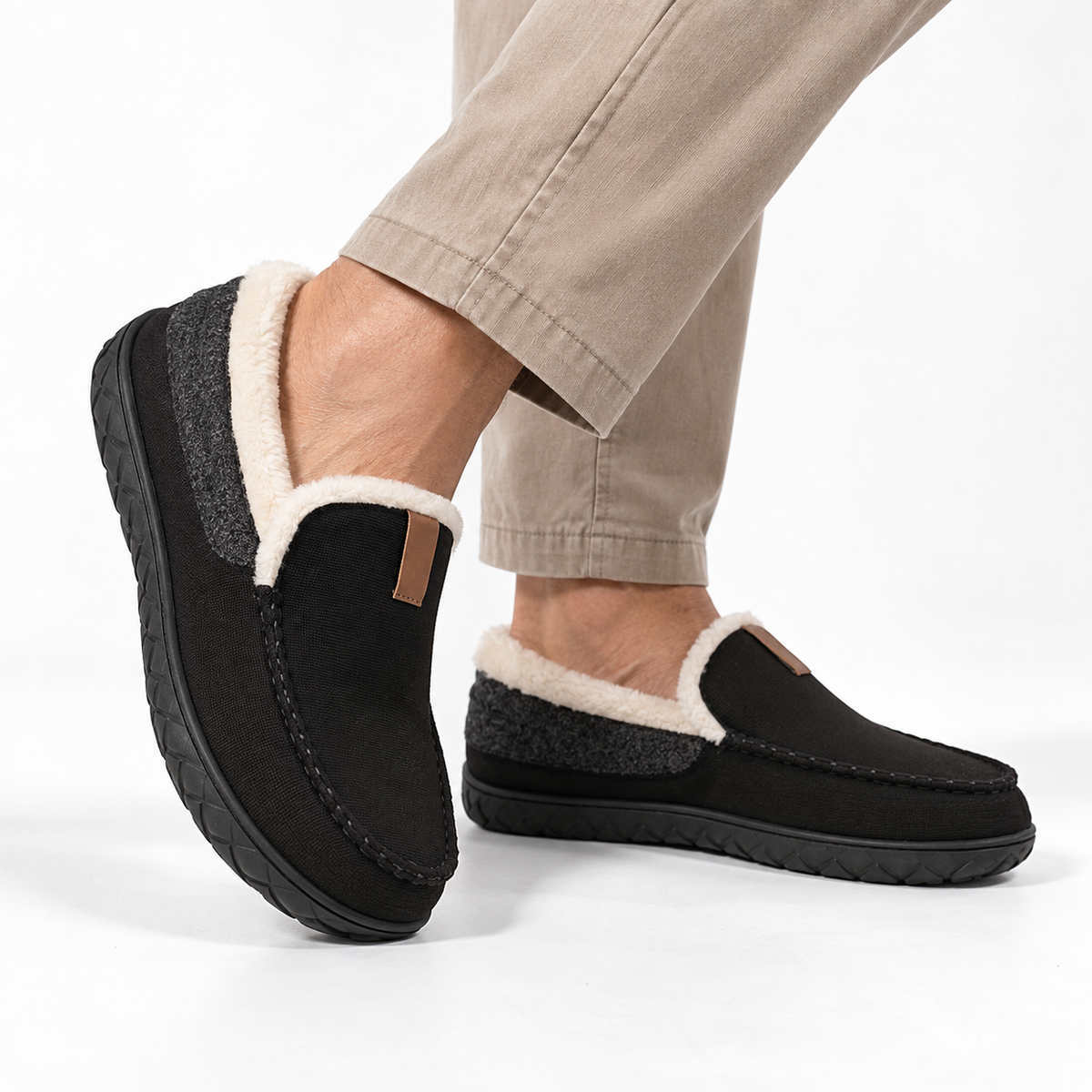 Heren Loafer Pantoffels Warme Huisschoen Voering Antislip Zool Winter