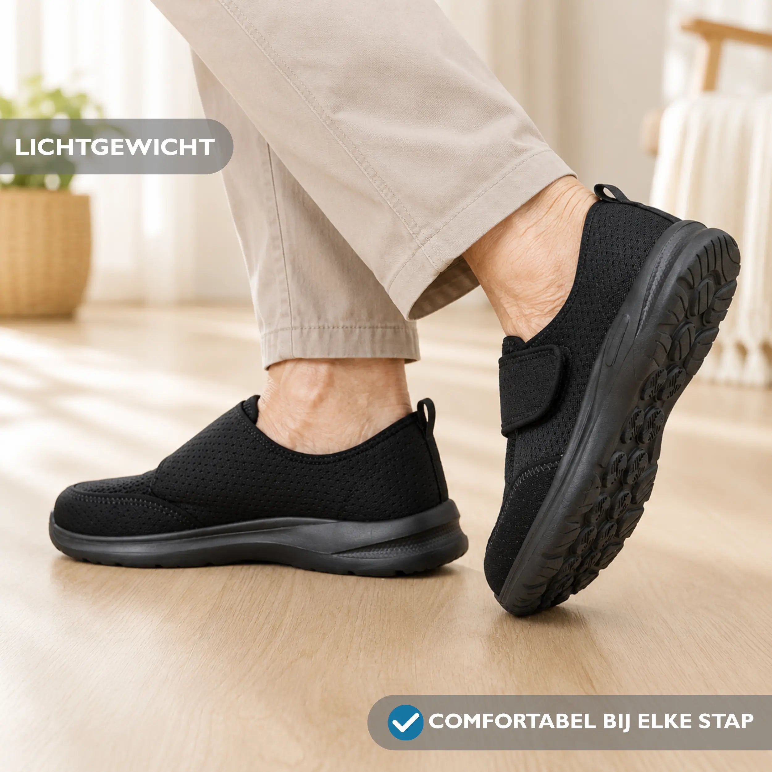 Dames en Heren Schoenen Extra Brede Voeten met Klittenband