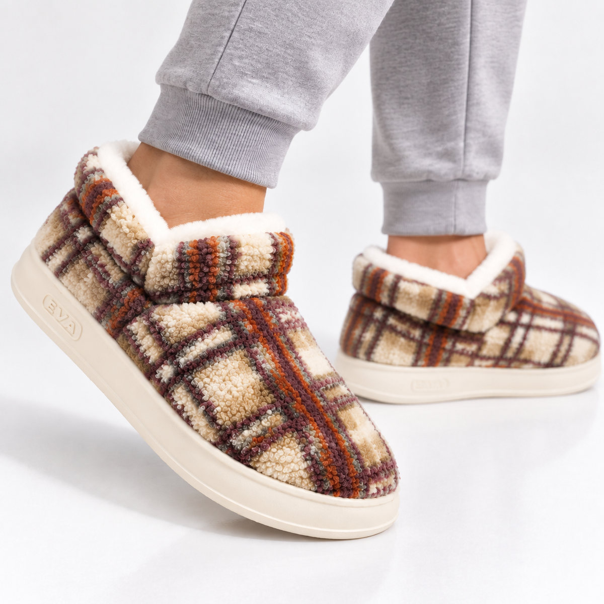 Dames Heren Katoenen Huisslippers met Pluche Voering en Dikke Antislip Zool Winter