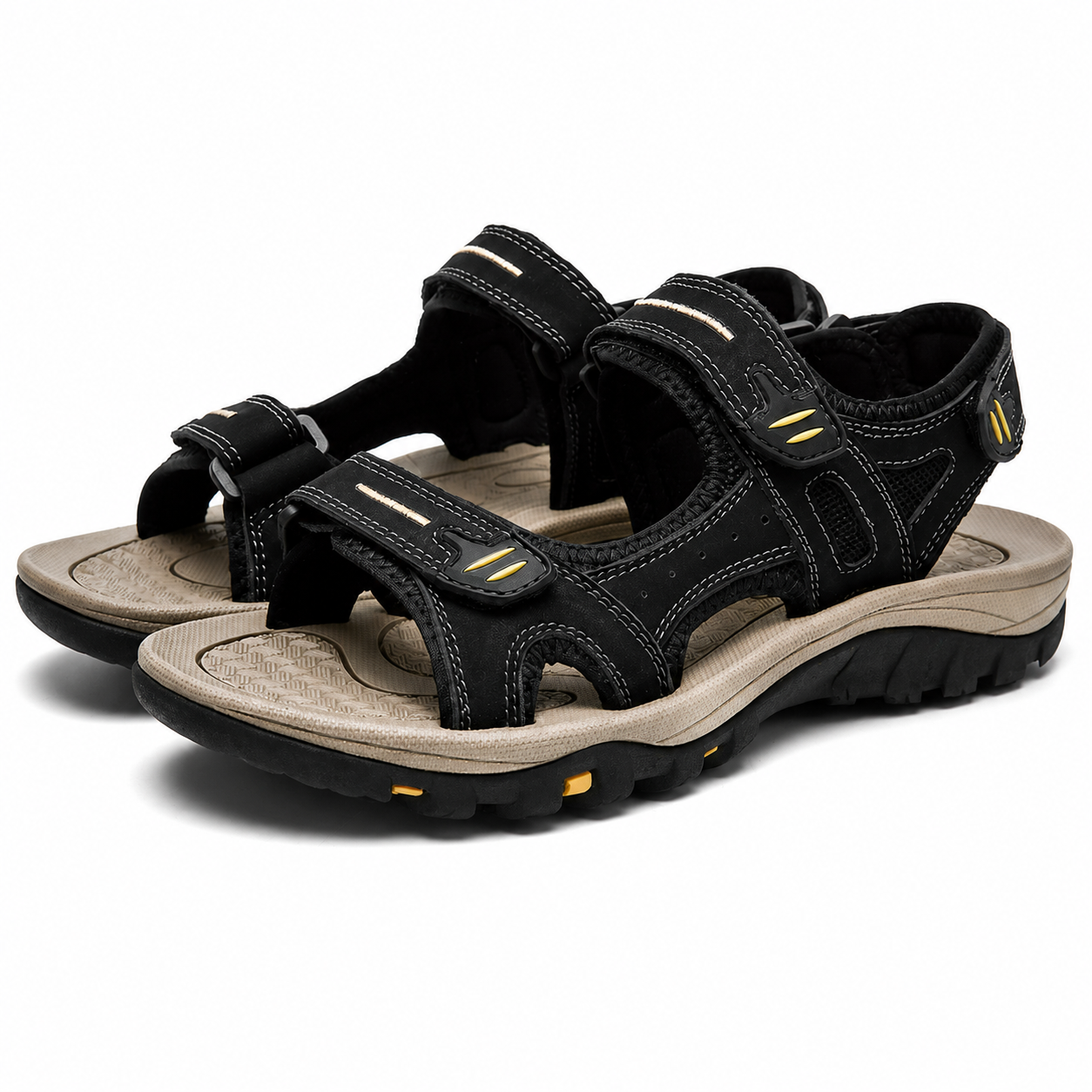 Herensandalen Leer Klittenband Dempende Zool Antislip Strand Zomer