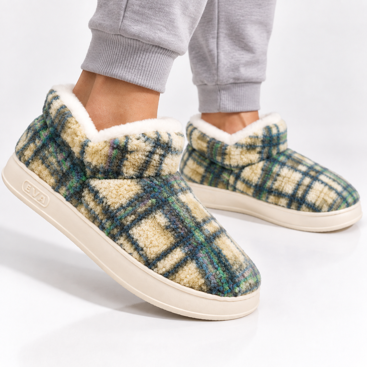 Dames Heren Katoenen Huisslippers met Pluche Voering en Dikke Antislip Zool Winter