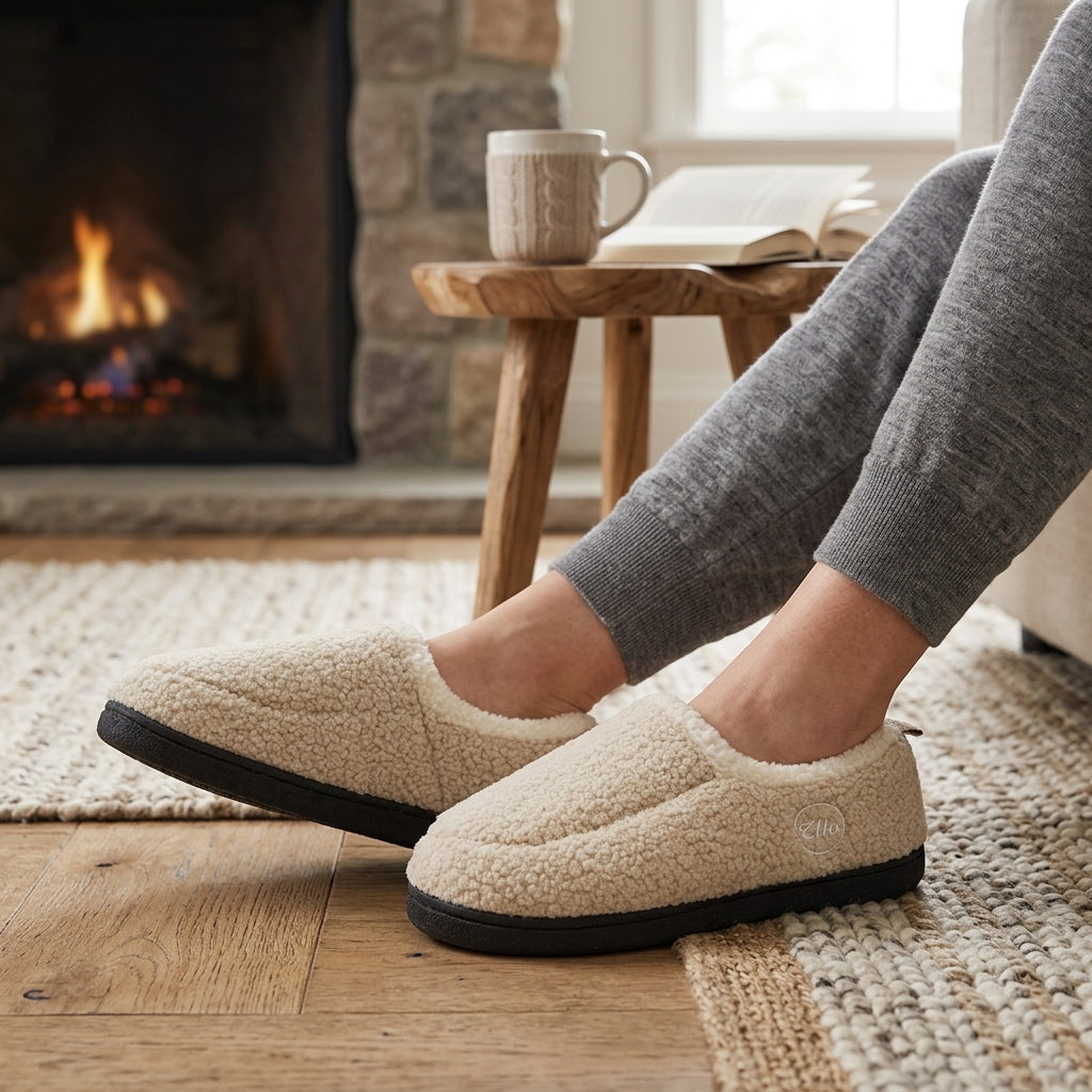 Dames Heren Fleece Sloffen Gesloten Hiel Dempend Antislip Lichtgewicht Winter