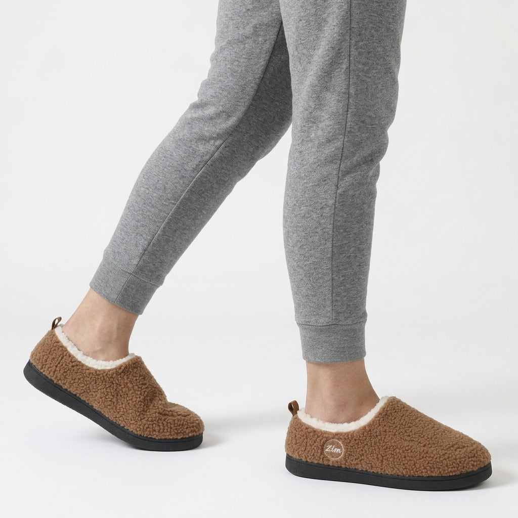 Dames Heren Fleece Sloffen Gesloten Hiel Dempend Antislip Lichtgewicht Winter