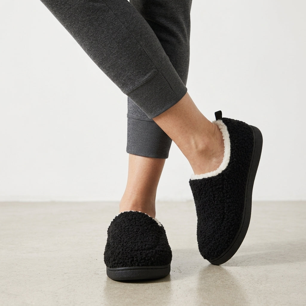 Dames Heren Fleece Sloffen Gesloten Hiel Dempend Antislip Lichtgewicht Winter