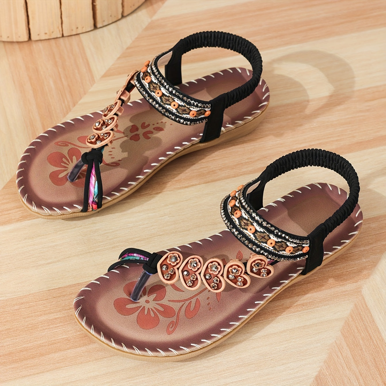 Dames Boho Sandalen Elastische Enkelband Zacht Voetbed Zomer
