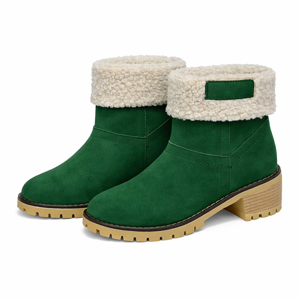 Dames Gevoerde Enkellaarsjes Suède Pluche Rand Blokhak Antislip Winter