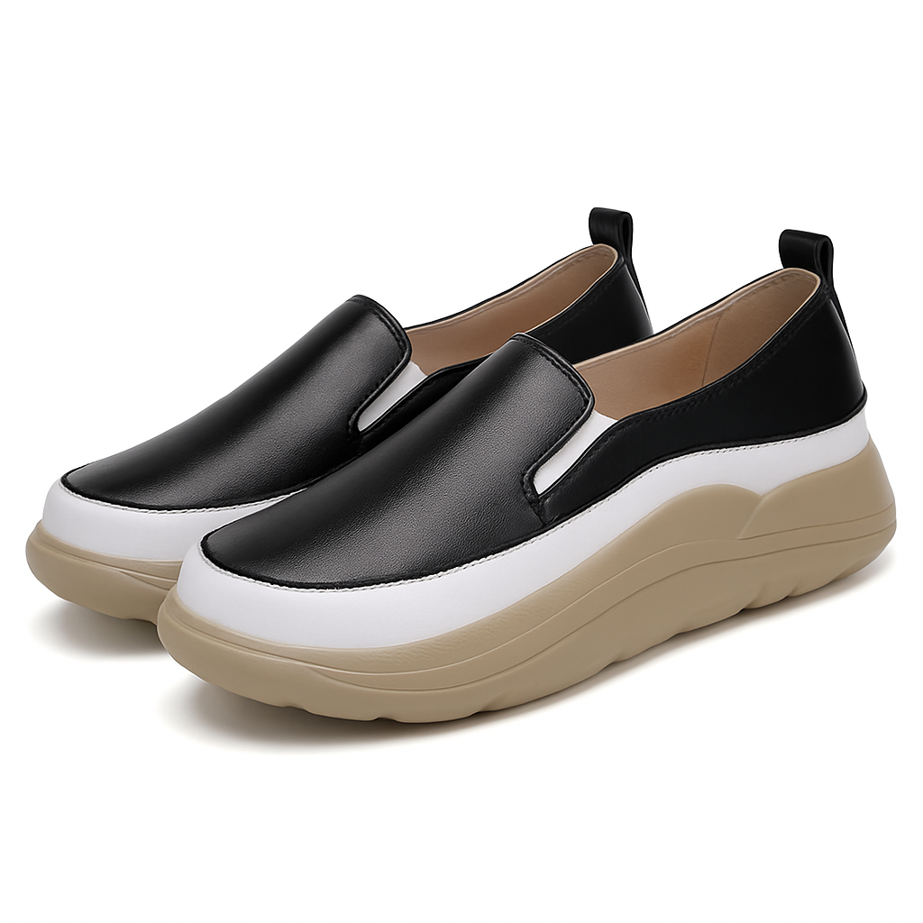 Dames Comfortabele Slip-On Loafers met Hoge Zool en Elegante Plateau