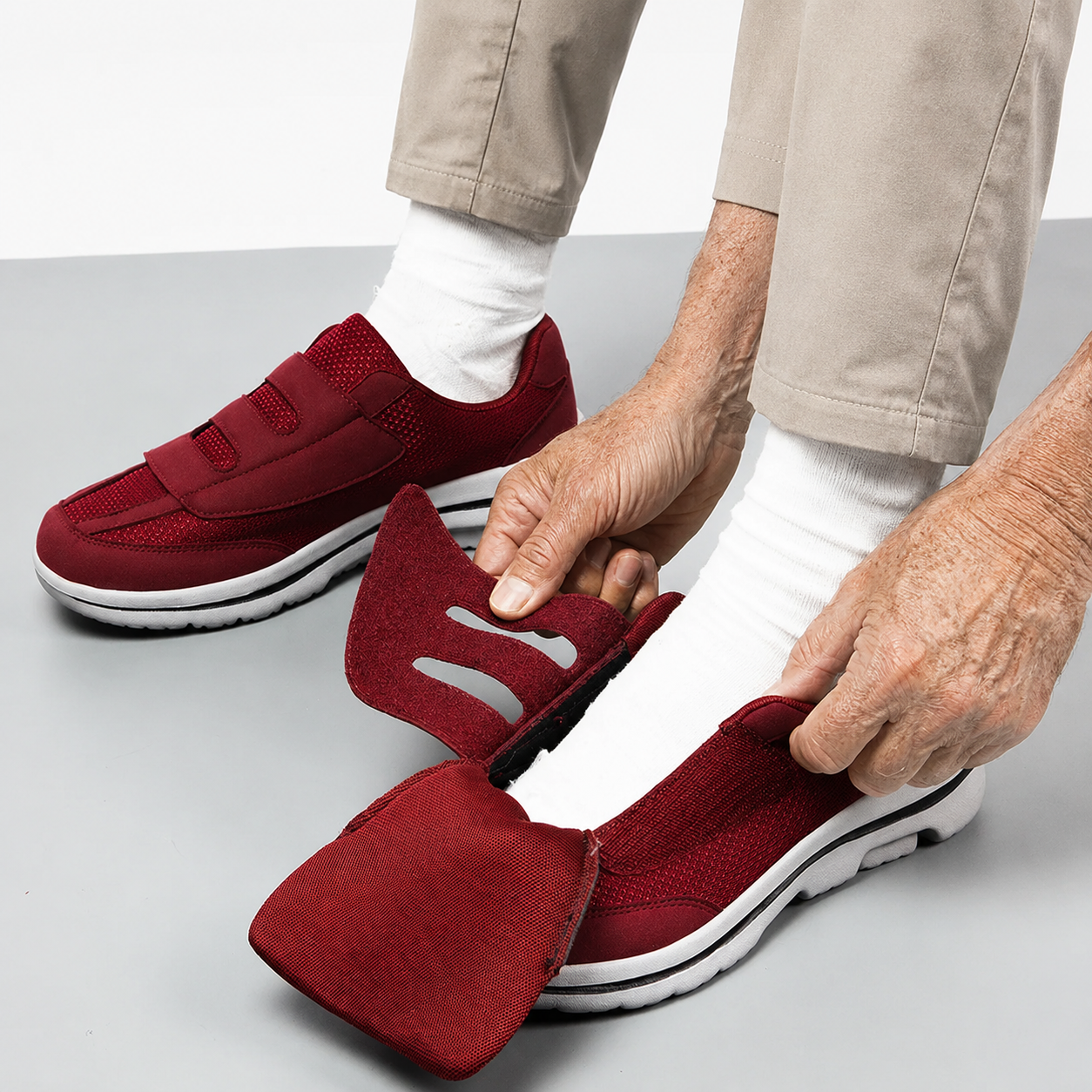 Dames Heren Extra Brede Schoenen Klittenband Stevig Makkelijk Aantrekken