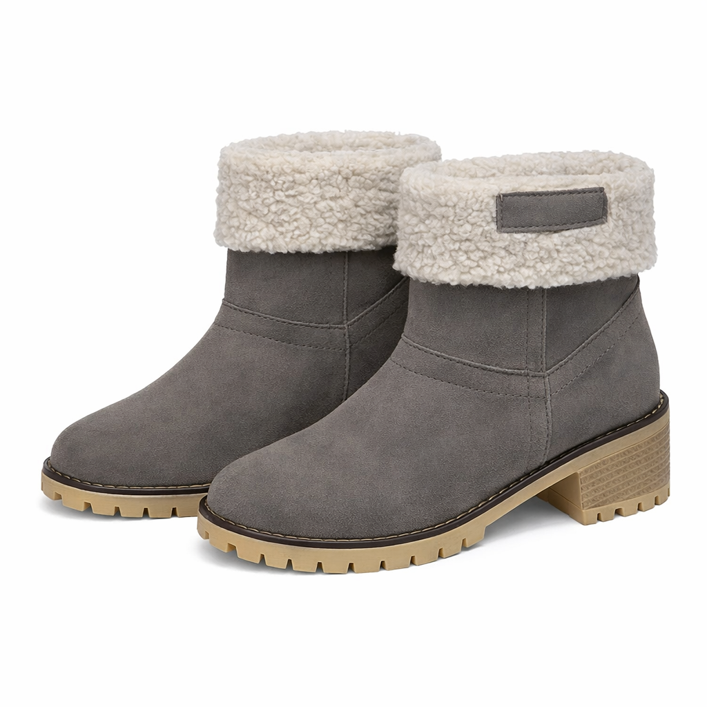 Dames Gevoerde Enkellaarsjes Suède Pluche Rand Blokhak Antislip Winter