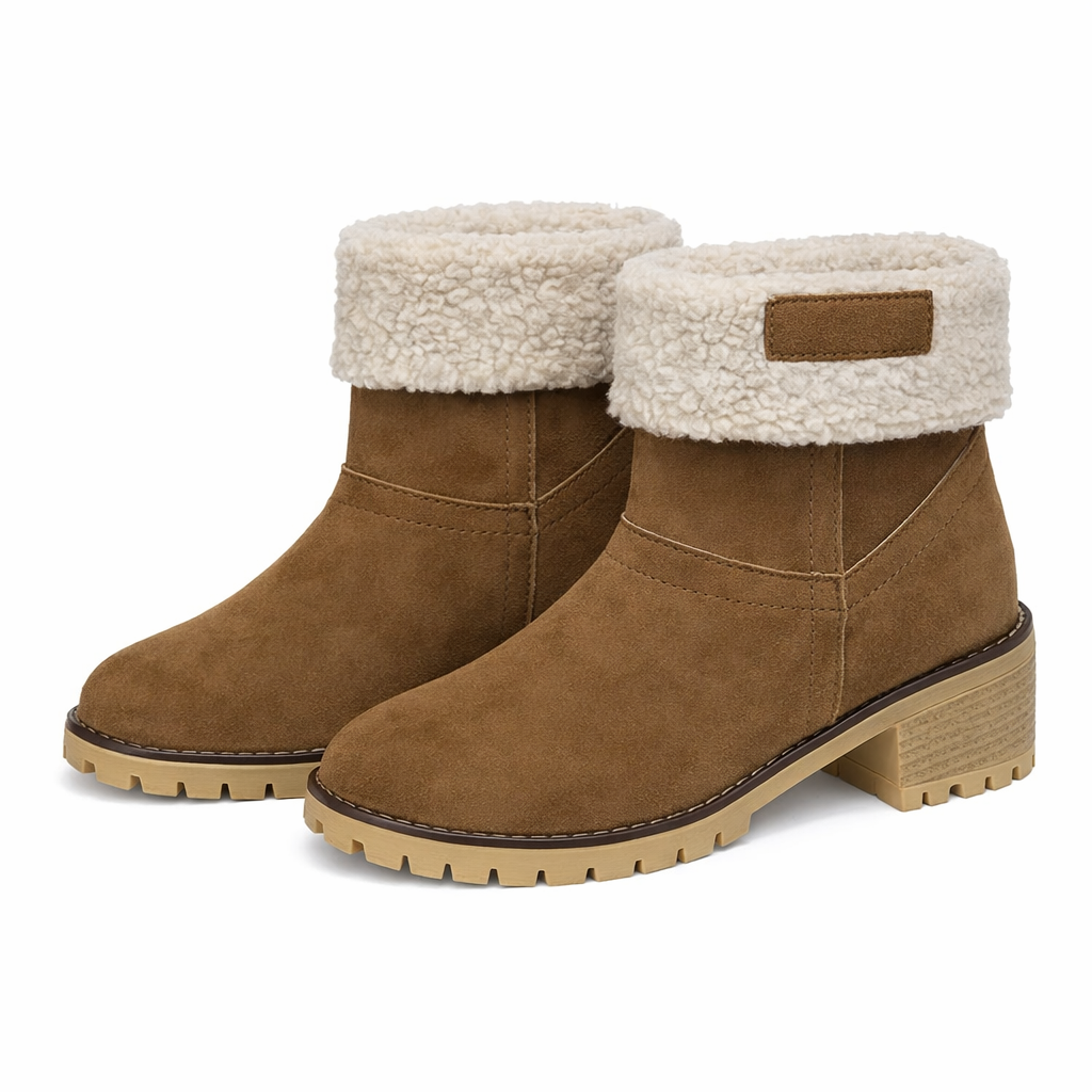 Dames Gevoerde Enkellaarsjes Suède Pluche Rand Blokhak Antislip Winter