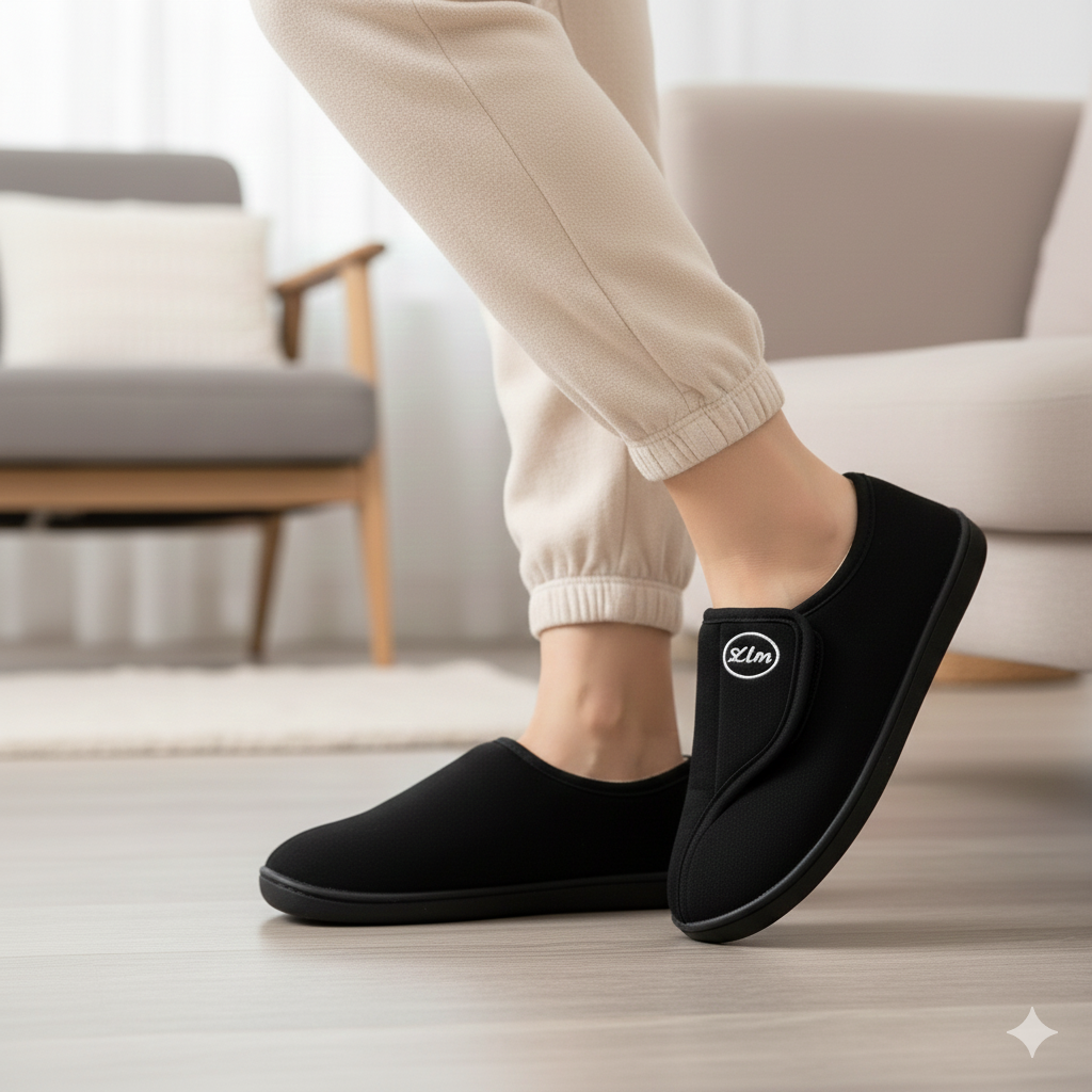 Dames en heren Sloffen voor Brede en Gezwollen Voeten met Klittenband