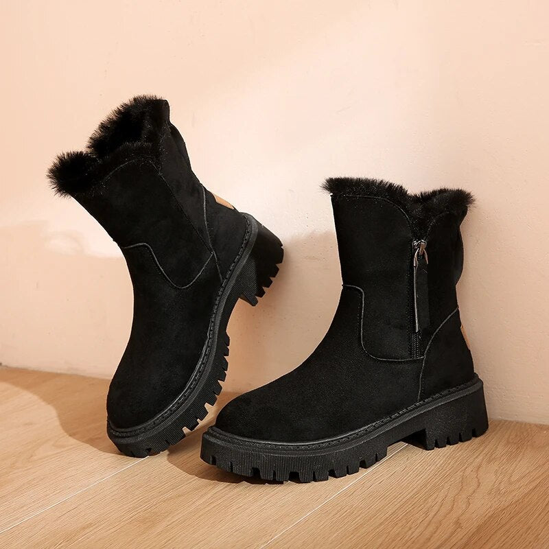 Dames Warme Suède Winterlaarsjes Pluche Voering Lichtgewicht Antislip Zool Winter