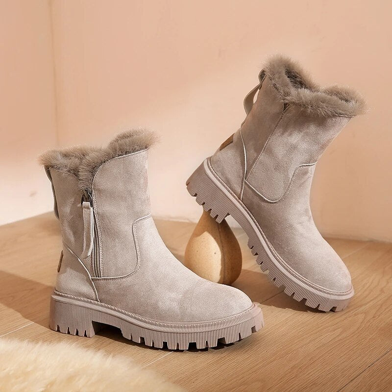 Dames Warme Suède Winterlaarsjes Pluche Voering Lichtgewicht Antislip Zool Winter